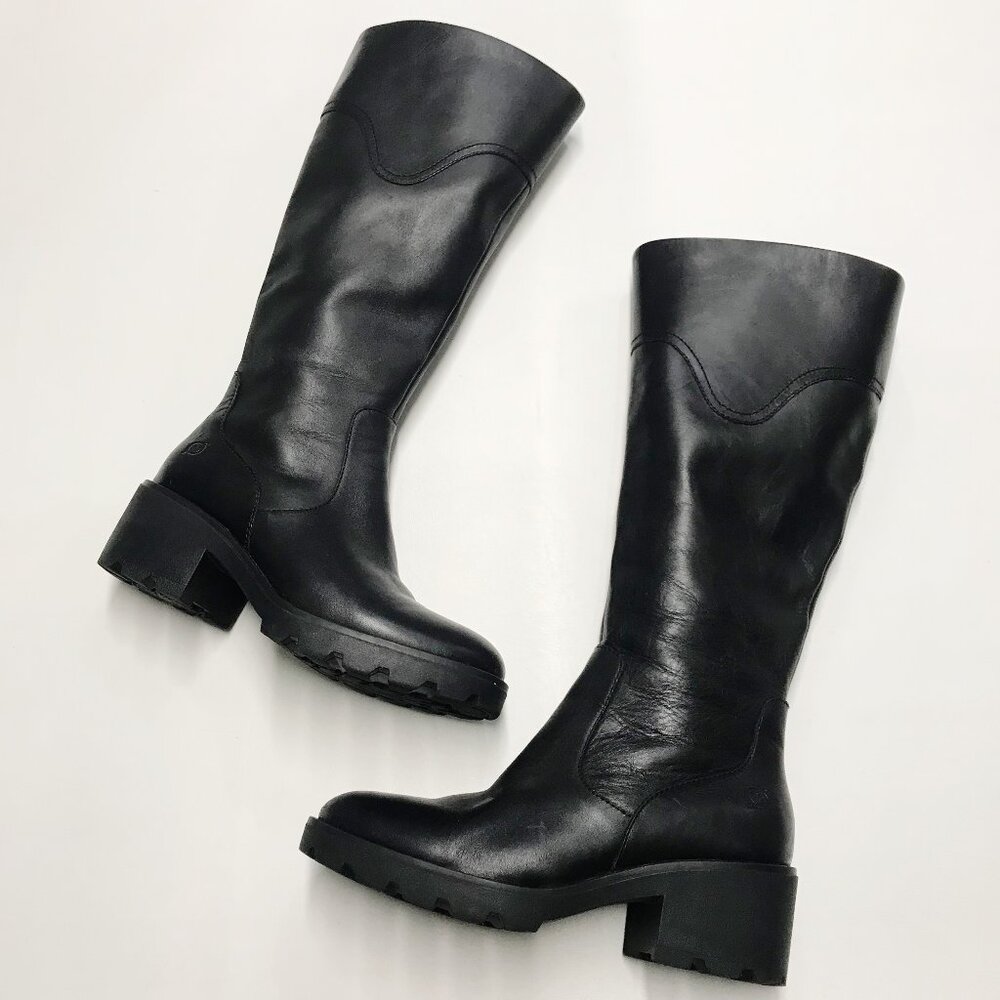 Born Tall Riding Boots Womens Size 9 B Black Leather Side Zip Equestrian